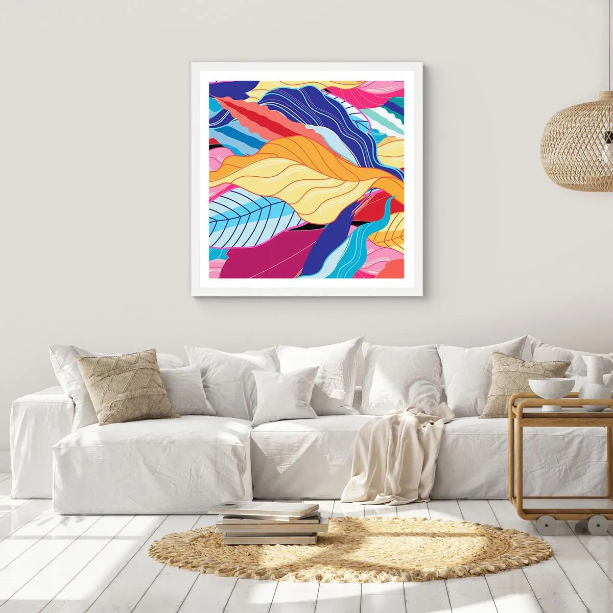 Poster in cornice bianca - Disordine colorato - 60x60 cm