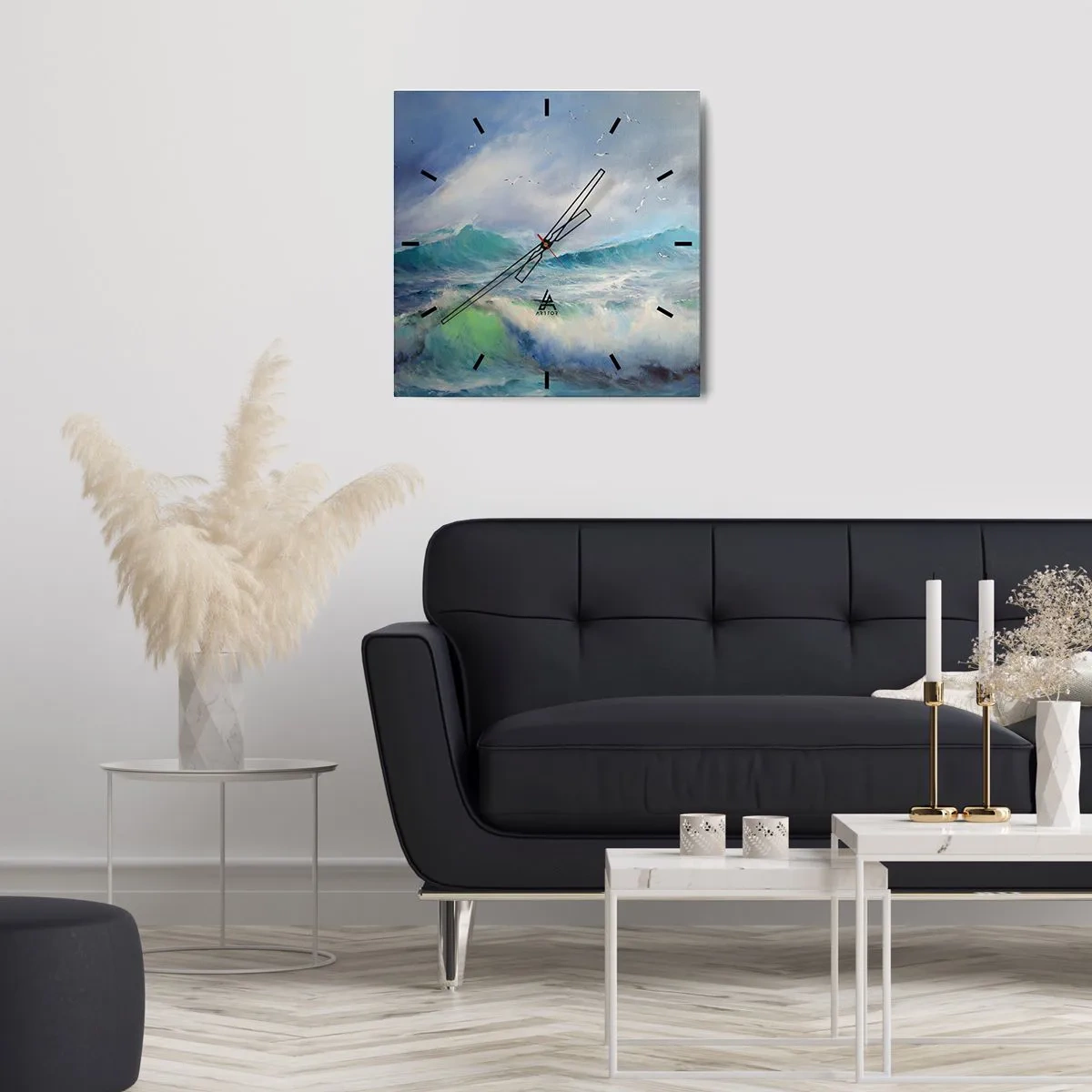 Orologio da parete - Orologio in Vetro - Onde violente sull'oceano - 30x30cm - Il turbine ululò di trionfo... - Decorazione murale moderna per soggiorno e camera da letto ARTTOR