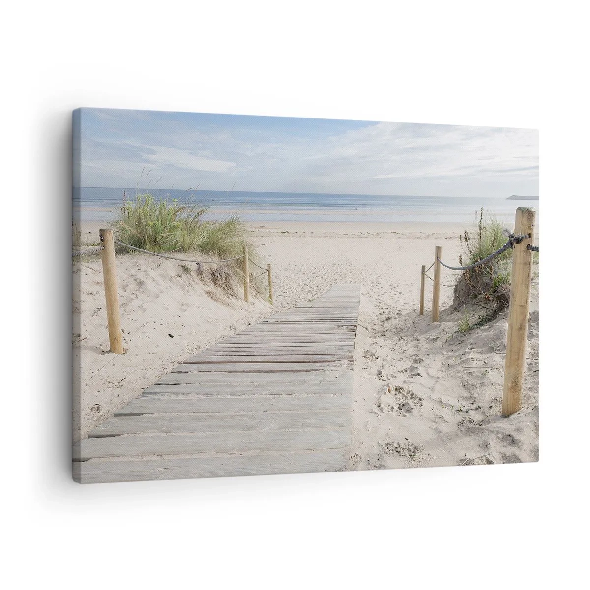 Quadro su tela - Stampe su Tela - Un sentiero di assi che conduce a una spiaggia sabbiosa - 70x50cm - Fino all'orizzonte - Decorazione murale moderna per soggiorno e camera da letto ARTTOR