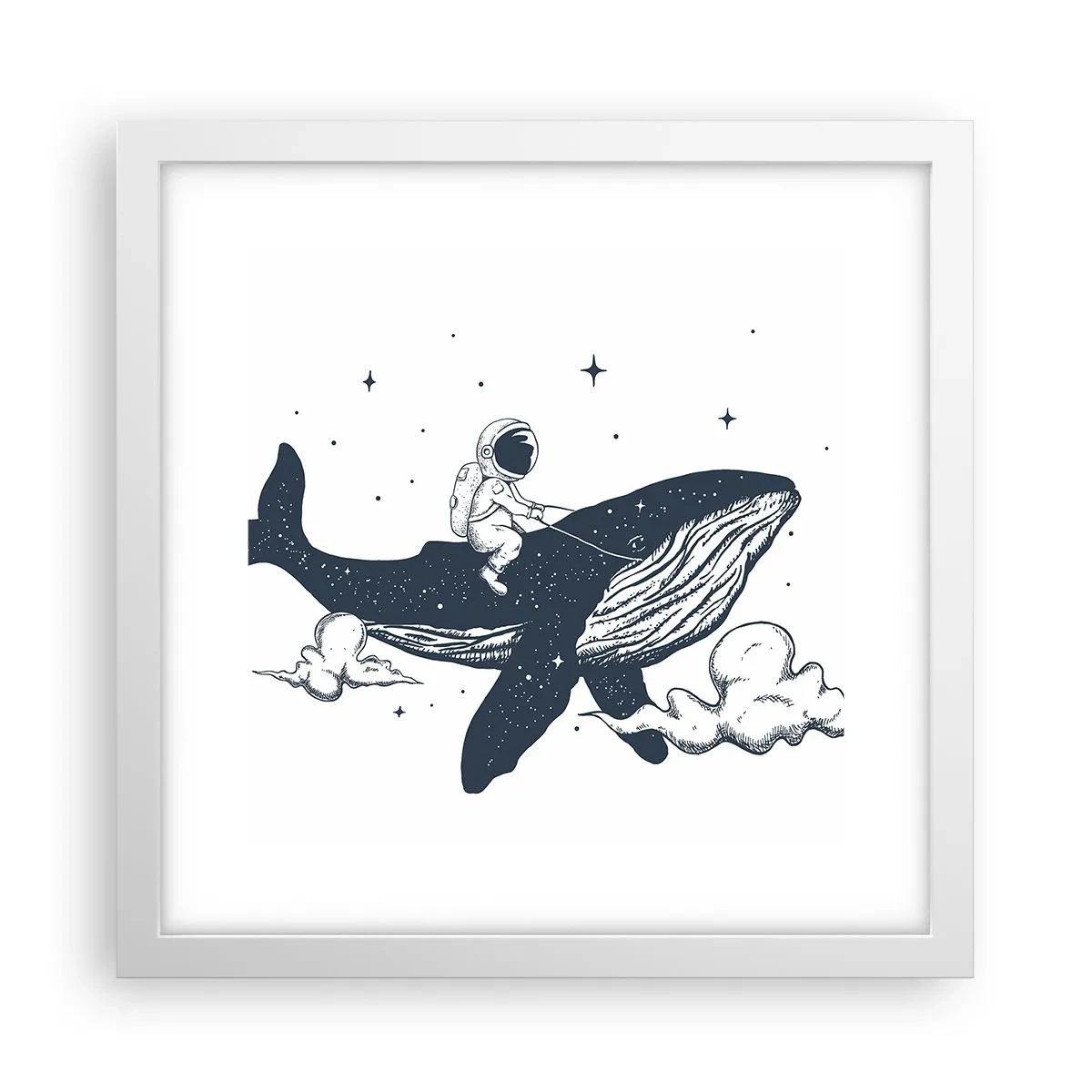 Poster in cornice bianca - Avventura nello spazio - 30x30 cm