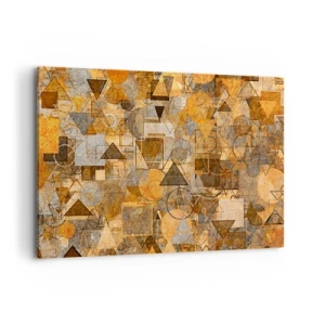 Quadro su tela - Stampe su Tela - Motivi geometrici astratti nelle tonalità dell'oro - 120x80cm - Il mondo compreso nella forma - Decorazione murale moderna per soggiorno e camera da letto ARTTOR