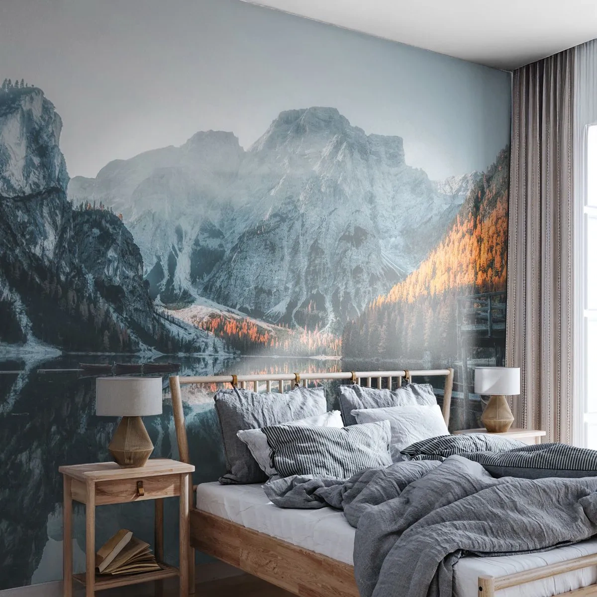 Fotomurali Premium Canvas - Paesaggio allo specchio - Paesaggio, Montagne, Lago - 450x315 cm