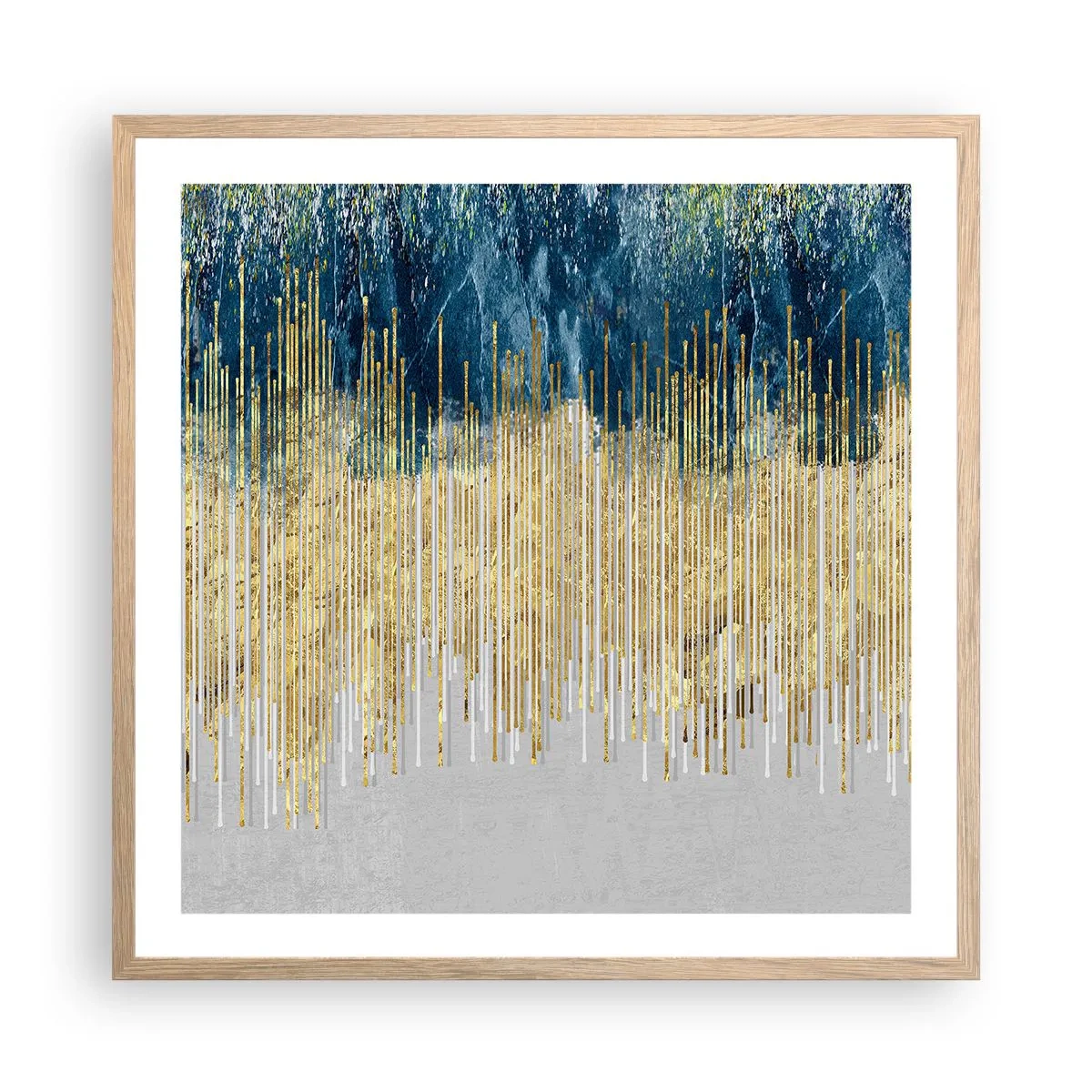 Poster in cornice rovere chiaro - Confine dorato - 60x60 cm