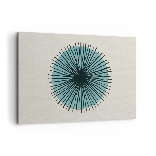 Quadro su tela - Stampe su Tela - Forma circolare astratta con raggi blu - 120x80cm - Radiosamente nel blu - Decorazione murale moderna per soggiorno e camera da letto ARTTOR