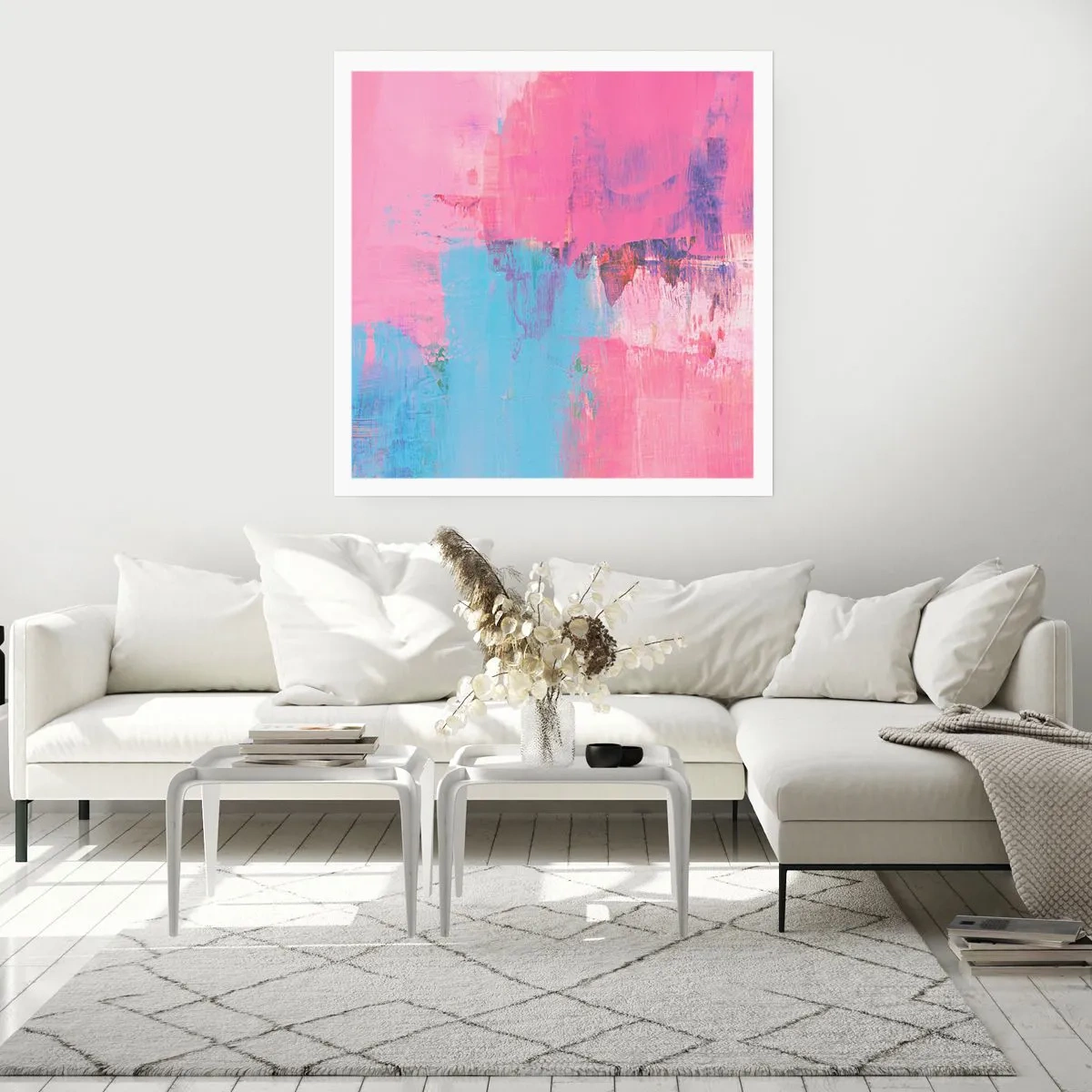 Poster - Rosa, blu e un pizzico di luce - 60x60 cm