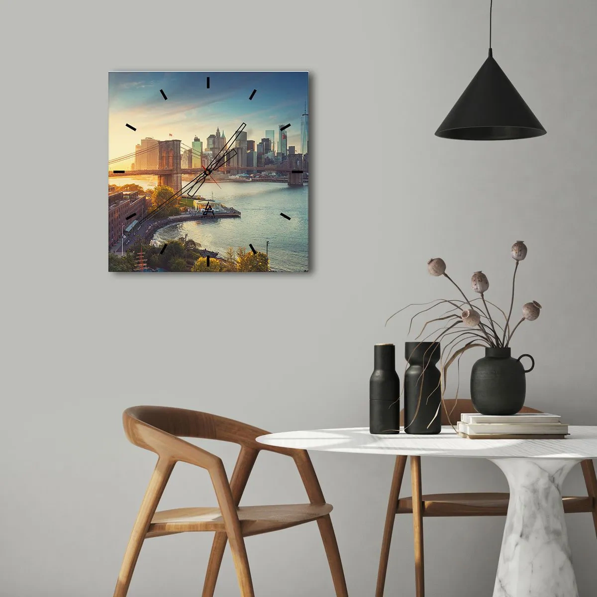 Orologio da parete - Orologio in Vetro - L'alba nella grande città - 30x30 cm