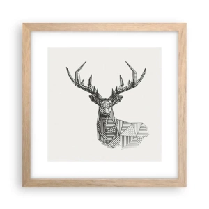 Poster in cornice rovere chiaro - Cervo in stile cubista - 30x30 cm