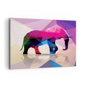 Quadro su tela - Stampe su Tela - Silhouette geometrica di un elefante in colori vivaci - 120x80cm - Il dinosauro di cristallo - Decorazione murale moderna per soggiorno e camera da letto ARTTOR