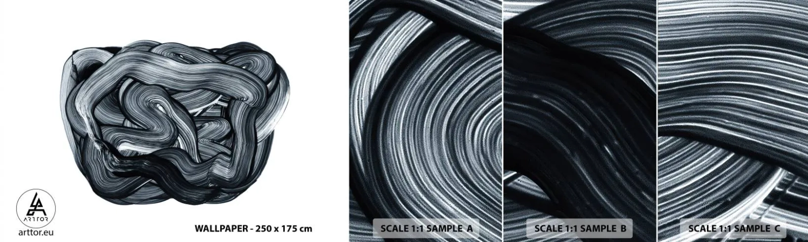 Campione Di Fotomurale Standard Eco - Non è così semplice - Astrazione, Grafica, Bianco e nero - 100x30 cm