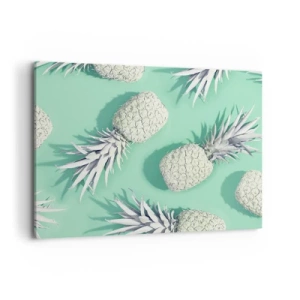 Quadro su tela - Stampe su Tela - Ananas bianchi su sfondo pastello in stile minimalista - 100x70cm - Perfettamente adatti alla menta - Decorazione murale moderna per soggiorno e camera da letto ARTTOR