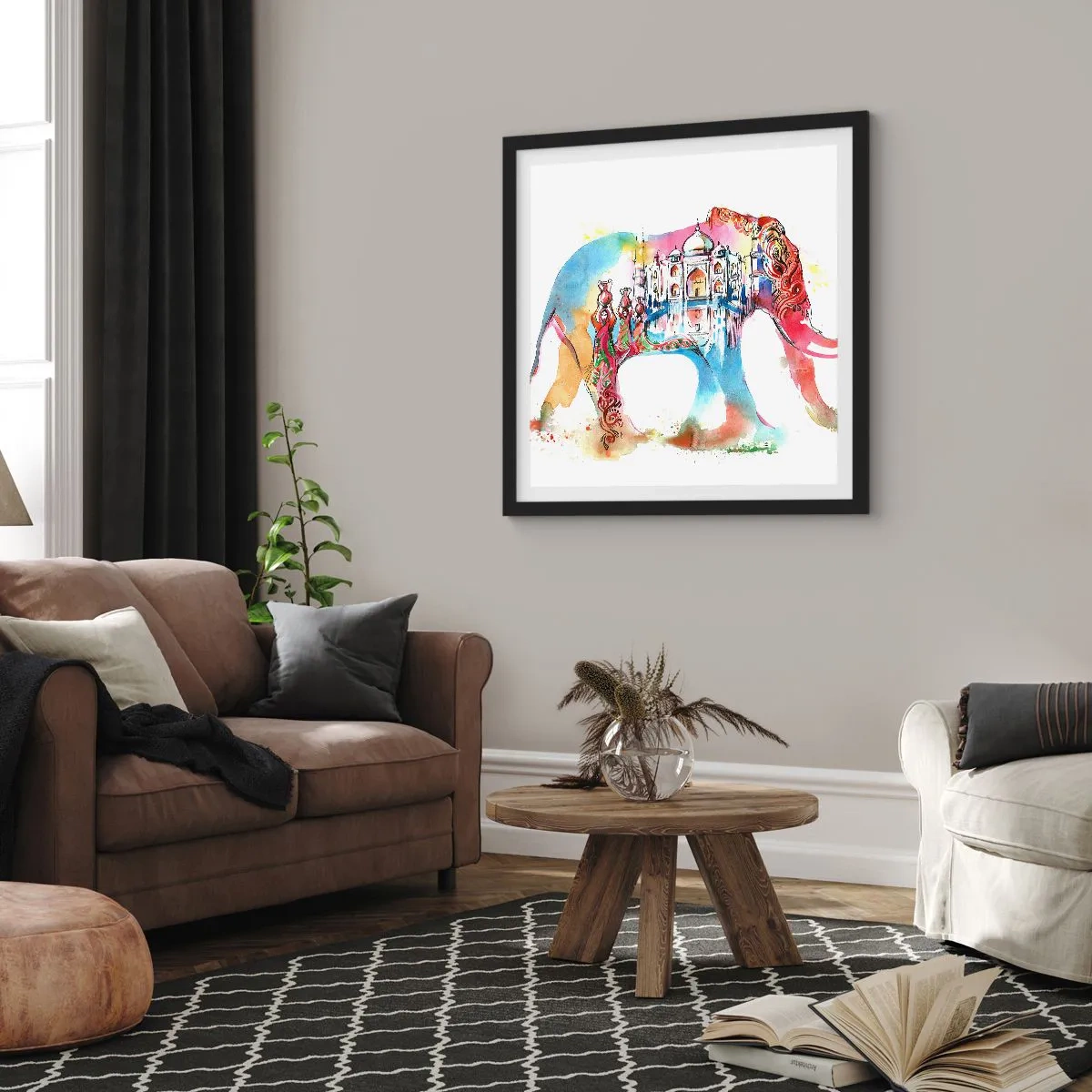 Poster in cornice nera - India: aura d'amore - 60x60 cm