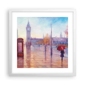Poster in cornice bianca - Giorno d'autunno a Londra - 40x40 cm