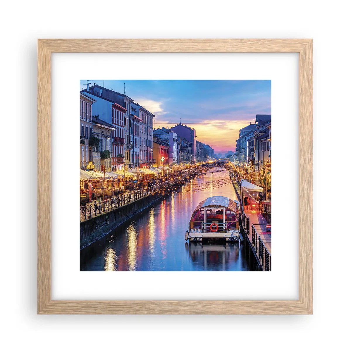 Poster in cornice rovere chiaro - Sera di luce e di divertimento - 30x30 cm