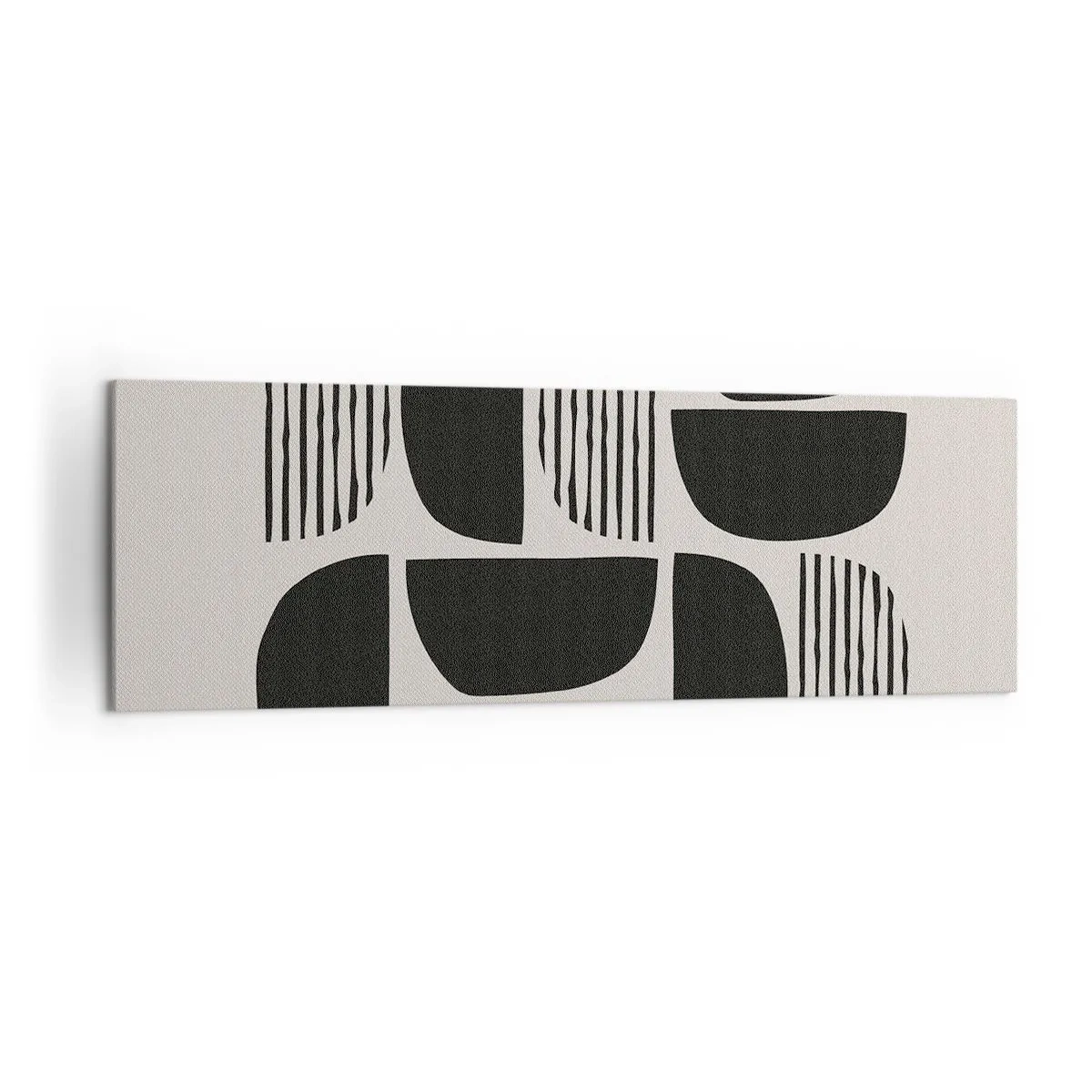 Quadro su tela - Stampe su Tela - Geometria con semicerchi e linee in nero su sfondo chiaro - 160x50cm - Sistemi di metà - Decorazione murale moderna per soggiorno e camera da letto ARTTOR