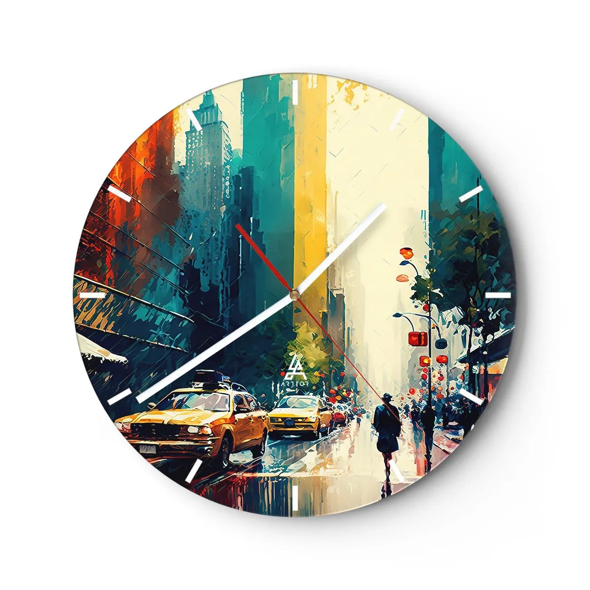 Orologio da parete - Orologio in Vetro - New York: qui anche la pioggia è colorata - 40x40 cm
