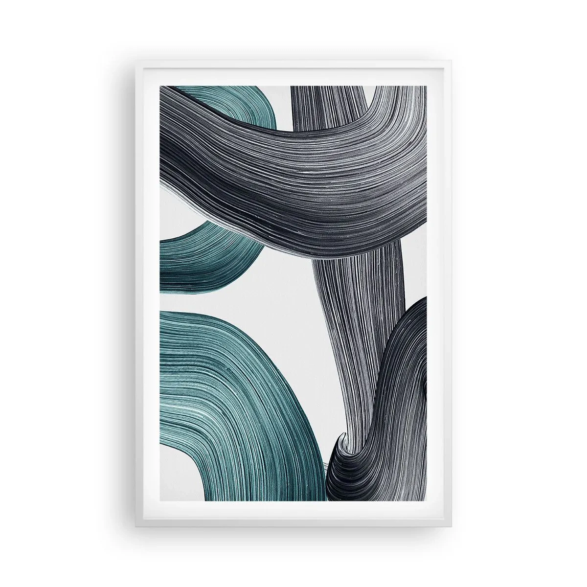 Poster in cornice bianca - Tracce smeraldo e nero - 61x91 cm