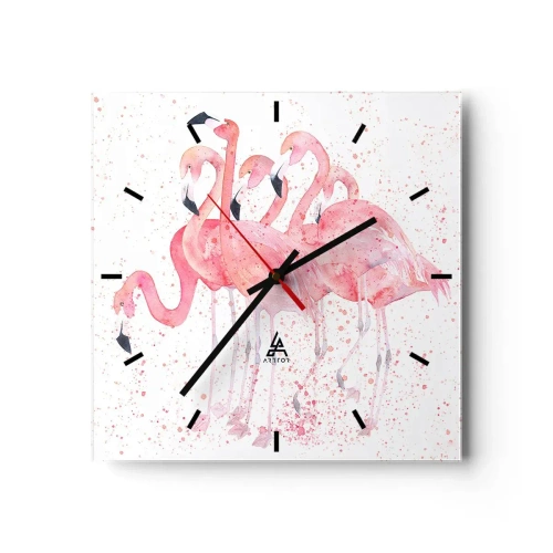 Orologio da parete - Orologio in Vetro - Gruppo in rosa - 40x40 cm