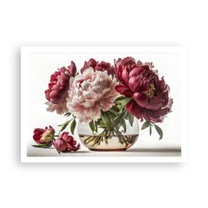 Poster - Un bouquet di peonie nei toni del rosa e del rosso - 100x70cm - Bellezza in piena fioritura - Decorazione murale moderna per soggiorno e camera da letto ARTTOR