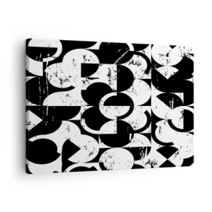 Quadro su tela - Stampe su Tela - Motivo geometrico astratto in bianco e nero con effetto vintage - 70x50cm - Il bianco è bianco, il nero è nero - Decorazione murale moderna per soggiorno e camera da letto ARTTOR