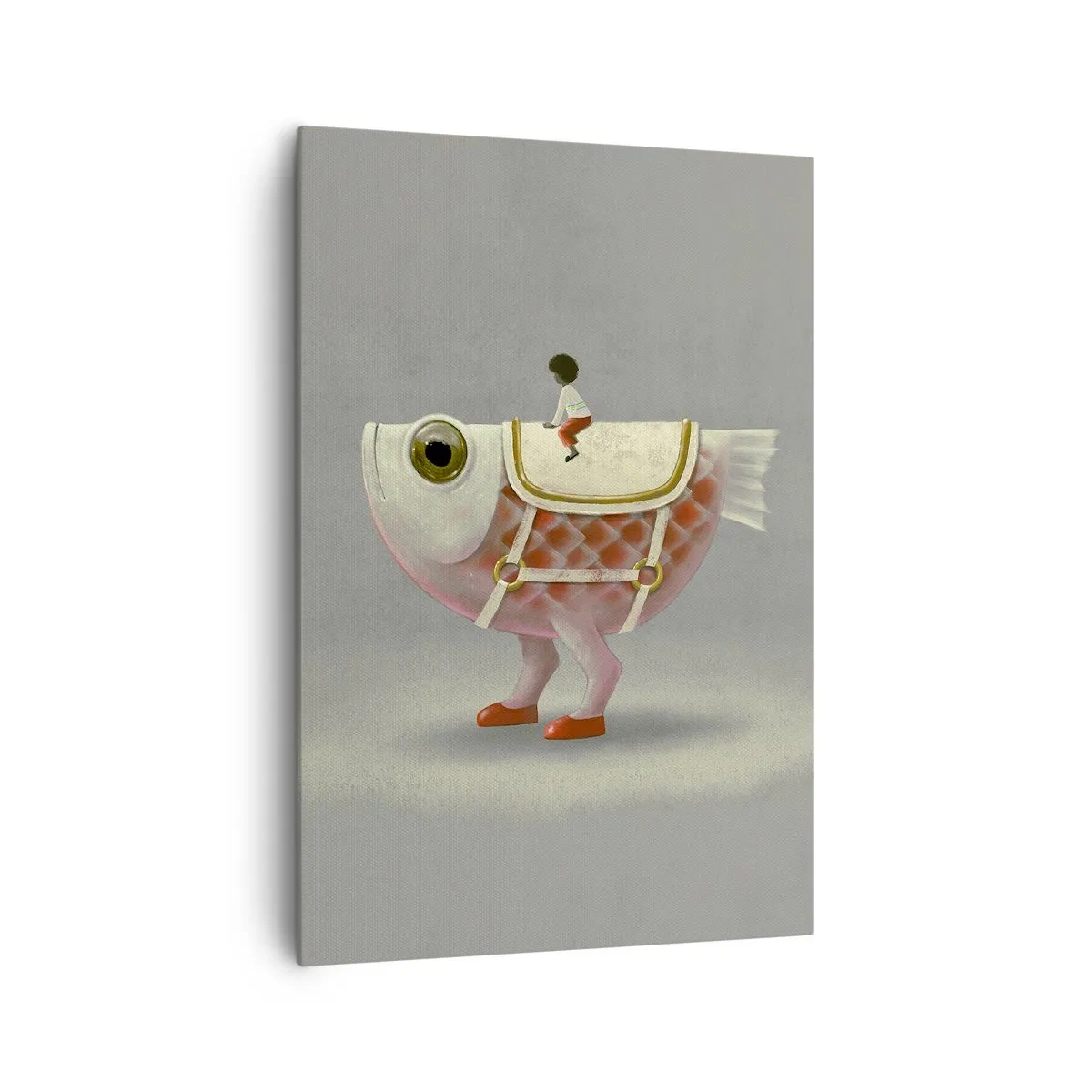 Quadro su tela - Stampe su Tela - Un fantasioso cavaliere di pesce con gambe e sella - 70x100cm - Il cavaliere del pesce - Decorazione murale moderna per soggiorno e camera da letto ARTTOR