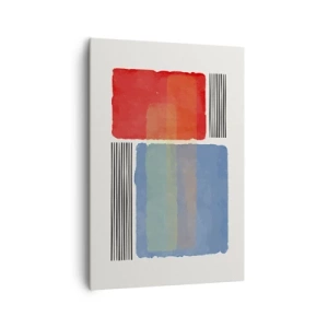 Quadro su tela - Stampe su Tela - Composizione geometrica con blocchi colorati e linee - 70x100cm - Spirito e lettera della geometria - Decorazione murale moderna per soggiorno e camera da letto ARTTOR