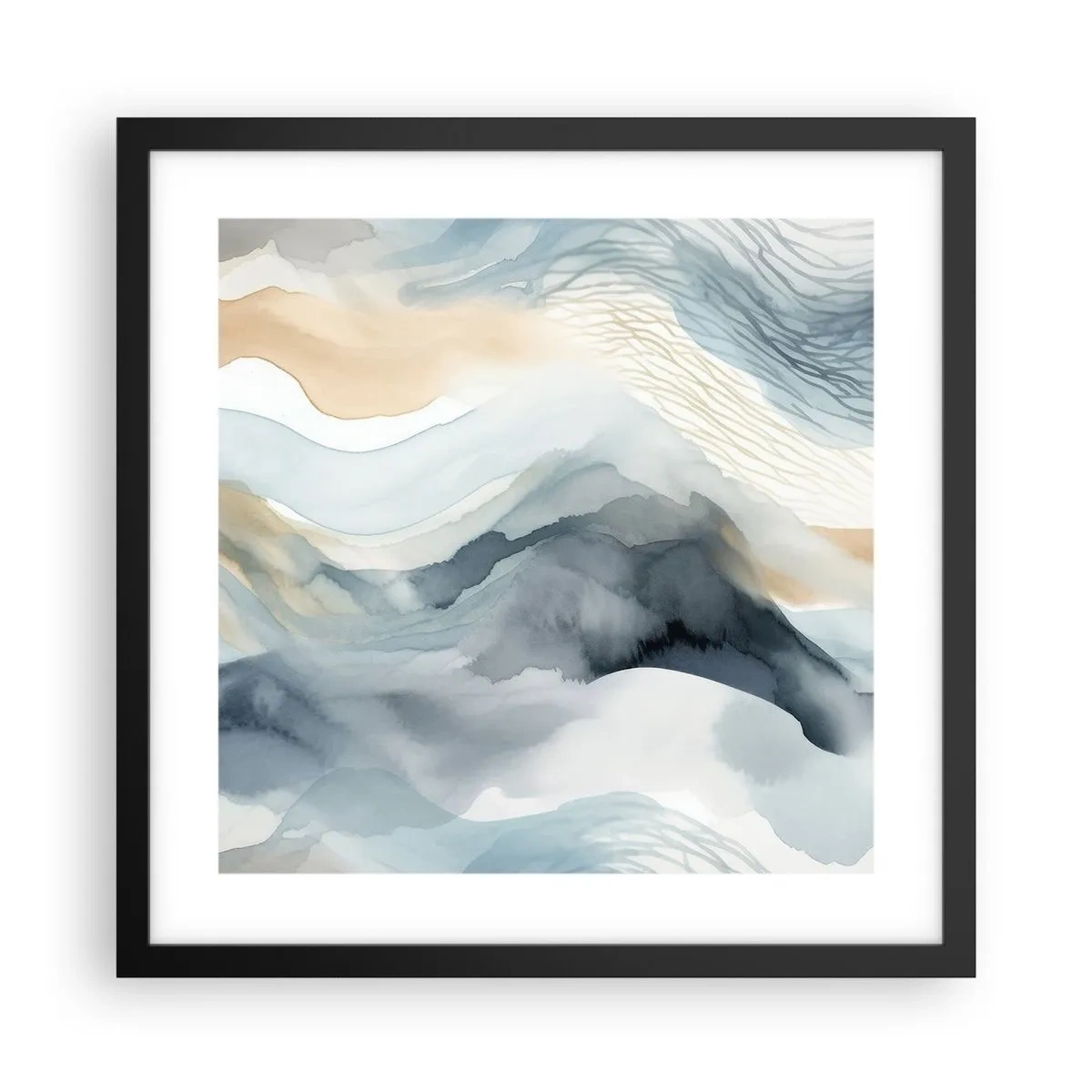 Poster in cornice nera - Astrazione nevosa e nebbiosa - 40x40 cm