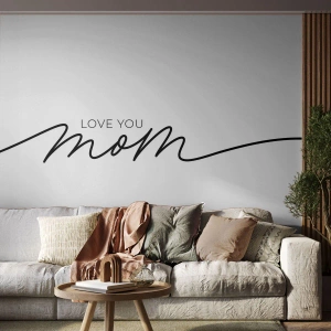 Fotomurali Premium Sand - Scritta minimalista "Ti amo mamma" su sfondo bianco - 100x70cm - Grande commozione - Decorazione murale moderna per soggiorno e camera da letto ARTTOR