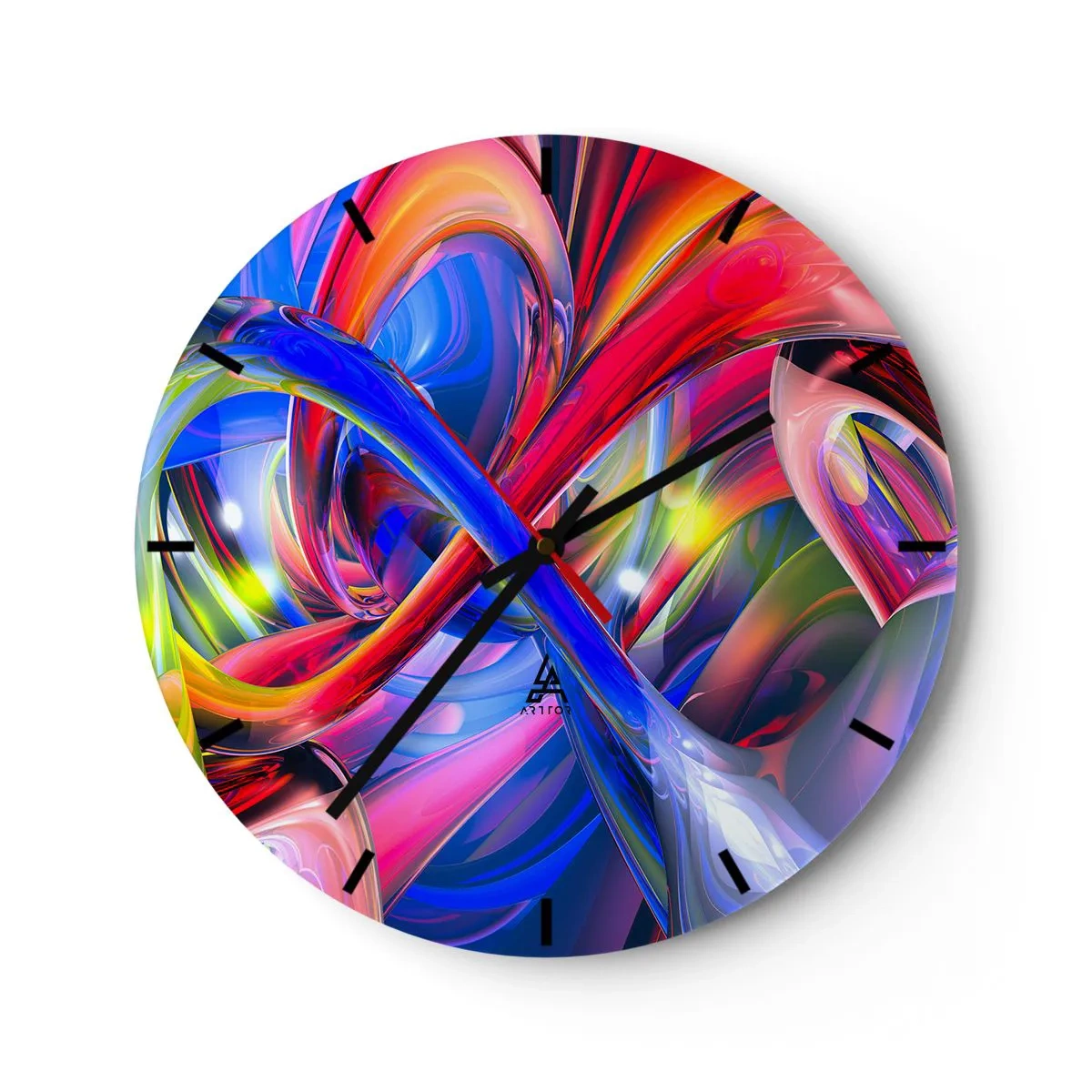 Orologio da parete - Orologio in Vetro - La danza dei colori - 40x40 cm