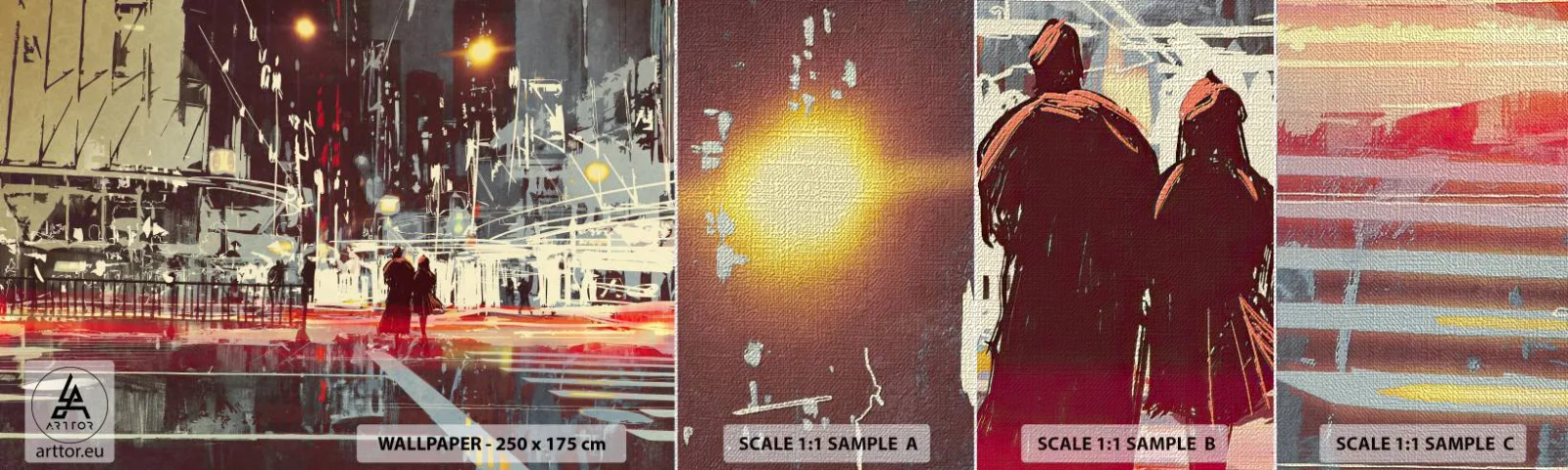Campione di Fotomurale Premium Canvas - Viaggio nella grande città - Città, Architettura, Vita notturna - 100x30 cm
