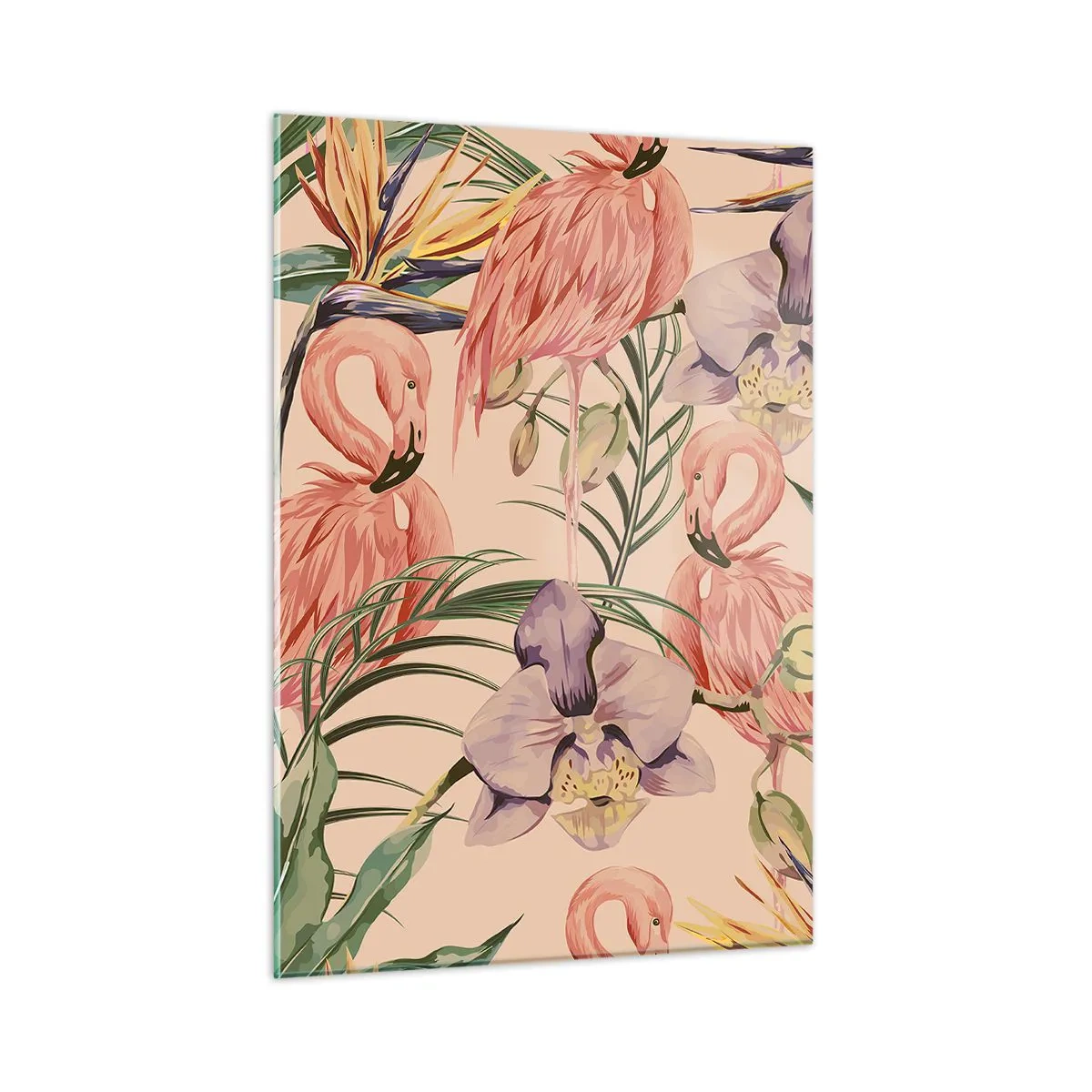 Quadro su vetro - Un ballo rosa nei fiori - 50x70 cm