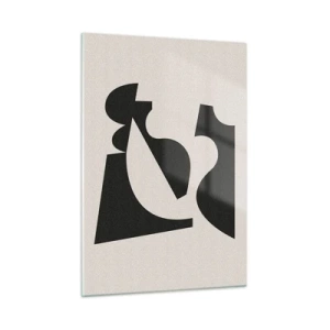 Quadro su vetro - Composizione geometrica astratta in bianco e nero - 50x70cm - Kit di montaggio - Decorazione murale moderna per soggiorno e camera da letto ARTTOR