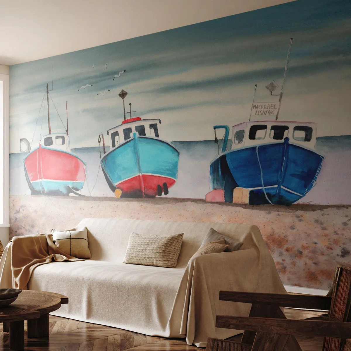 Fotomurali Autoadesivo Deluxe Sticker - Pronte alla pesca - Nautico, Mare, Frese da pesca - 250x175 cm