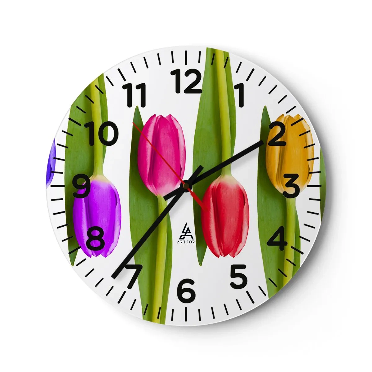 Orologio da parete - Orologio in Vetro - Composizione arcobaleno - 40x40 cm