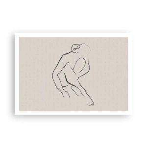 Poster - Una silhouette minimalista in nero su uno sfondo chiaro - 100x70cm - Schizzo intimo - Decorazione murale moderna per soggiorno e camera da letto ARTTOR