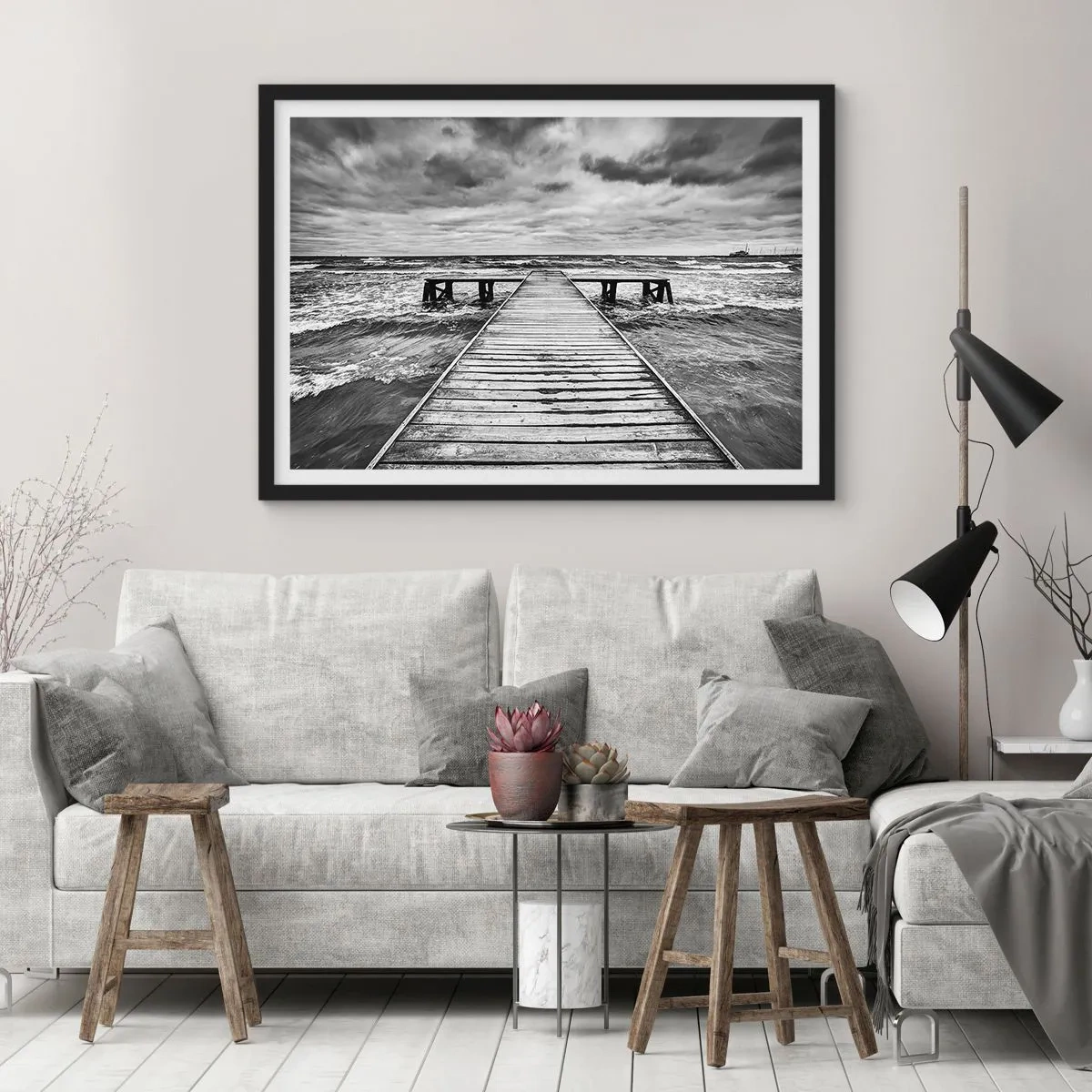 Poster in cornice nera - Aspetto che il vento le scacci via... - 91x61 cm