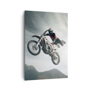 Quadro su tela - Stampe su Tela - Motociclista in aria durante un salto - 70x100cm - No risk no fun - Decorazione murale moderna per soggiorno e camera da letto ARTTOR