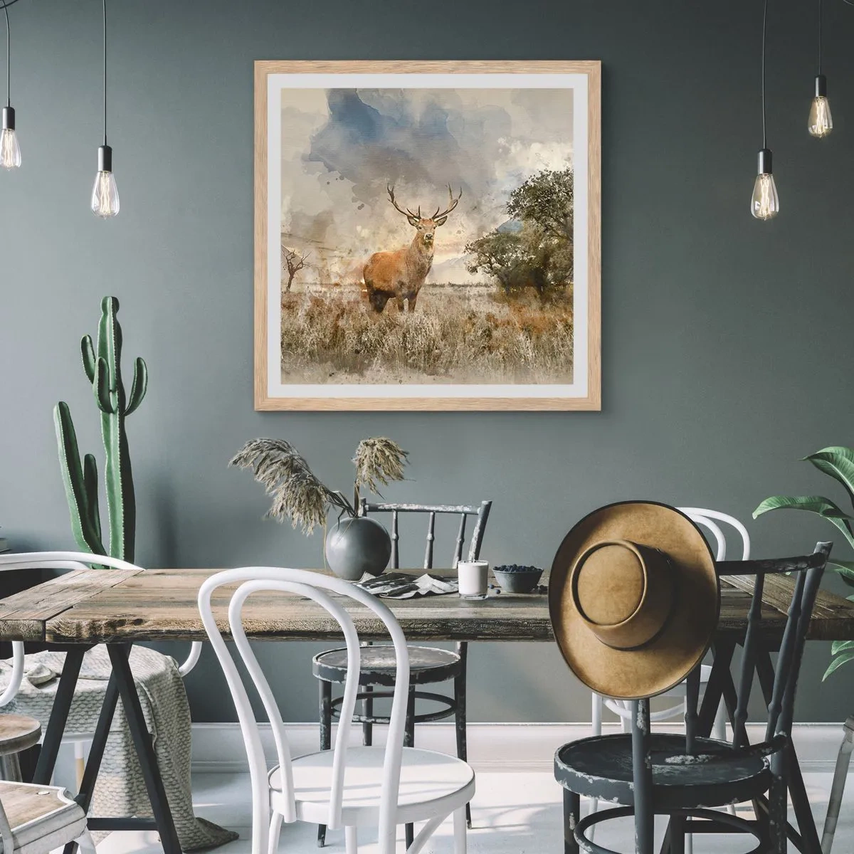 Poster in cornice rovere chiaro - Dignità - forza - maestosità - 40x40 cm