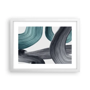 Poster in cornice bianca - Tracce smeraldo e nero - 40x30 cm
