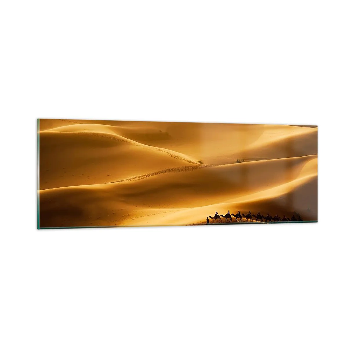 Quadro su vetro - La carovana sulle onde del deserto - 90x30 cm