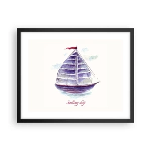 Poster in cornice nera - Gonfie vele e mare calmo - 50x40 cm