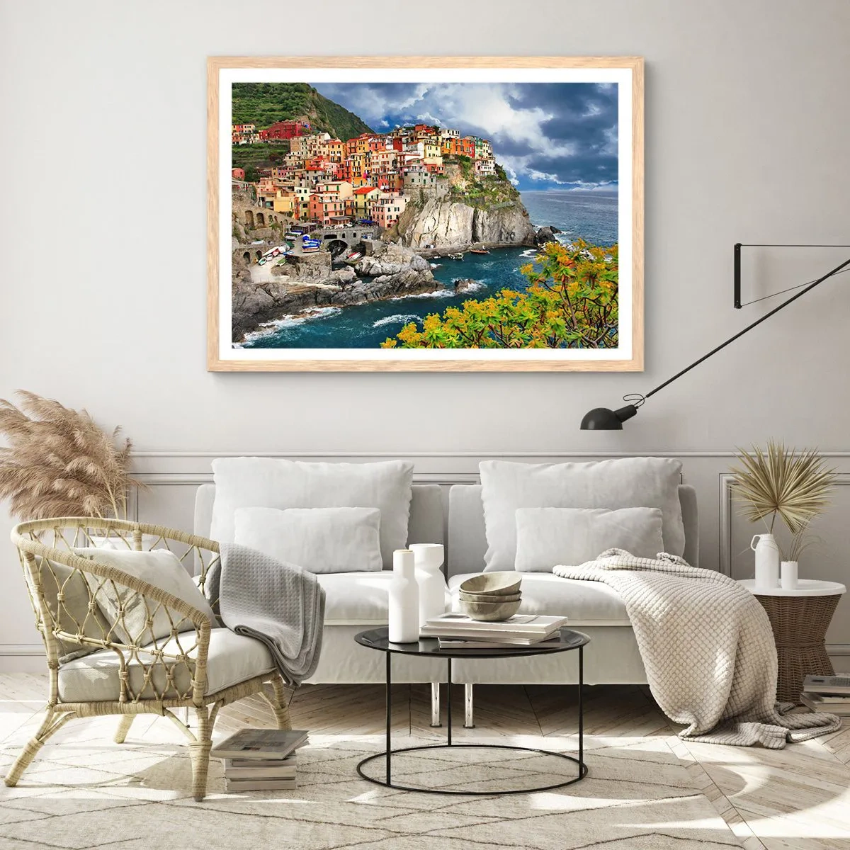 Poster in cornice rovere chiaro - Aggrappate alla roccia - 100x70 cm