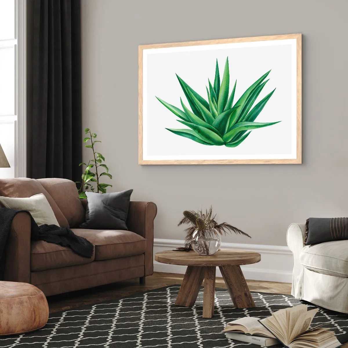 Poster in cornice rovere chiaro - Verde - forza - vita - 91x61 cm