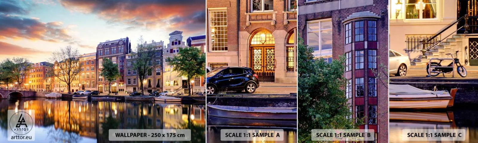 Campione di Fotomurale Adesivo Deluxe Sticker - Bellezza olandese riservata e tranquilla - Città, Architettura, Amsterdam - 100x30 cm