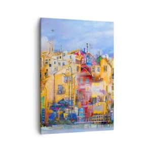 Quadro su tela - Stampe su Tela - Edifici urbani colorati in stile artistico - 50x70cm - Siamo insieme - Decorazione murale moderna per soggiorno e camera da letto ARTTOR