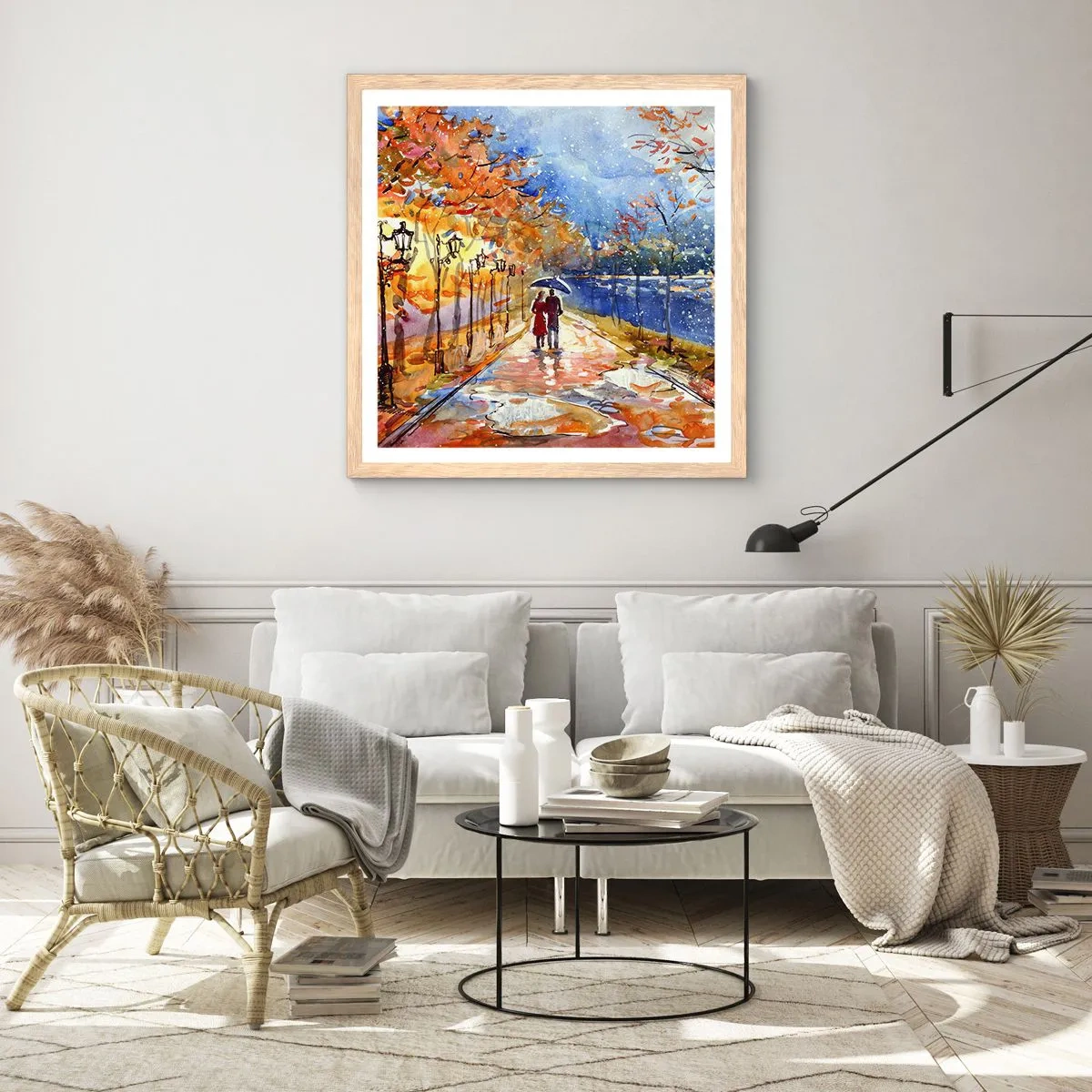 Poster in cornice rovere chiaro - Insieme fino ai confini del tempo - 60x60 cm