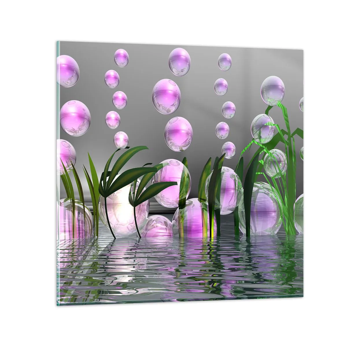 Quadro su vetro - Composizione meditativa su leggerezza e vita - 40x40 cm