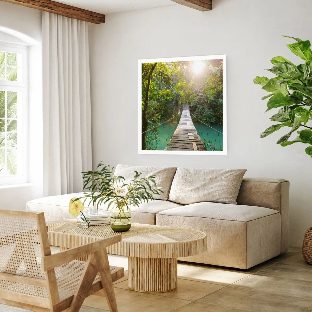 Poster - Sull'acqua azzurra verso il bosco azzurro - 40x40 cm