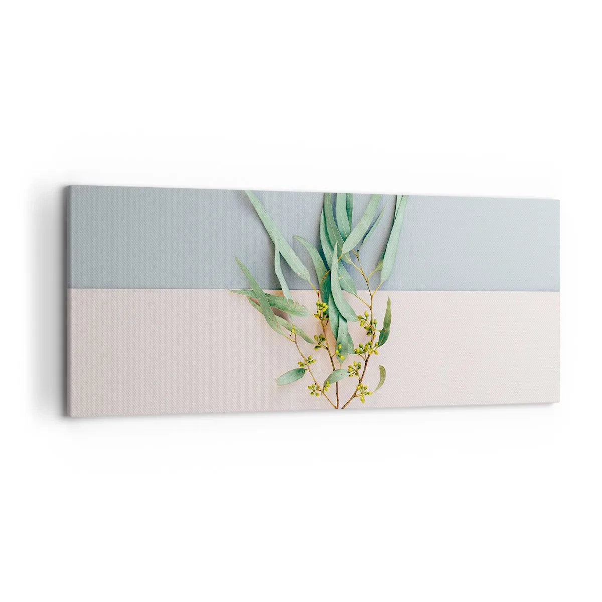 Quadro su tela - Stampe su Tela - Un ramo con foglie su uno sfondo di tonalità pastello - 120x50cm - Delicatezza pastello - Decorazione murale moderna per soggiorno e camera da letto ARTTOR