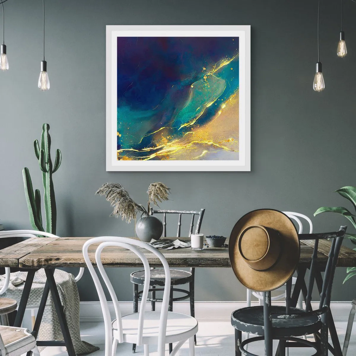 Poster in cornice bianca - La palude dorata - 40x40 cm