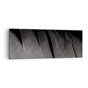 Quadro su tela - Stampe su Tela - Texture di piume bianche e nere in stile minimalista - 140x50cm - Piuma: struttura meravigliosa - Decorazione murale moderna per soggiorno e camera da letto ARTTOR